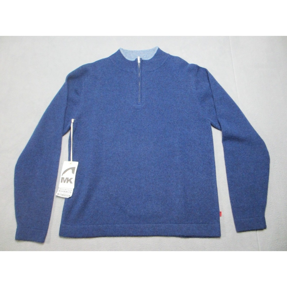 Mountain Khakis Merino Wool Sweater Mens Large Blue Midnight  Lodge 1/4 Zip